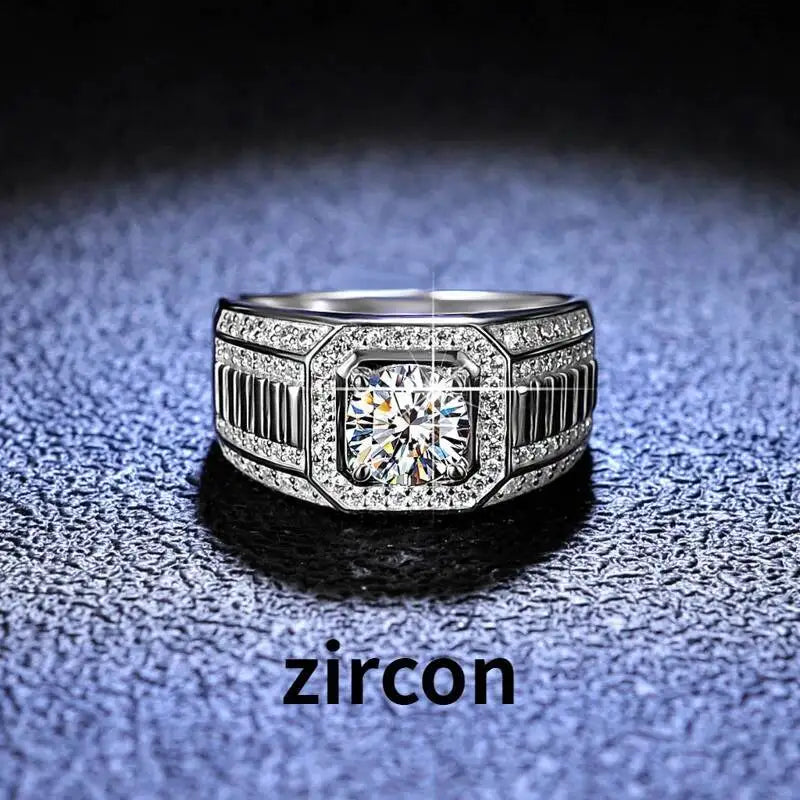 1CT Moissanite Men's Ring 925 Sterling Silver With Bright Fire Color Luxury Couple Wedding Band For Men 2026