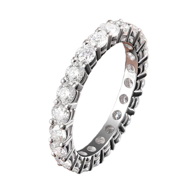 OEVAS 5MM Moissanite Full Eternity Band For Women S925 Sterling Silver Plated 18K Gold Lab Diamond Band Wedding Fine Jewelry