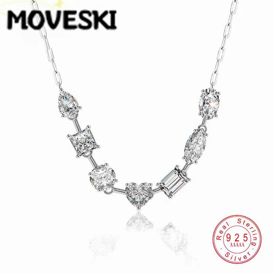 7 CT Moissanite Pendant Necklace Heart Round Square Pear