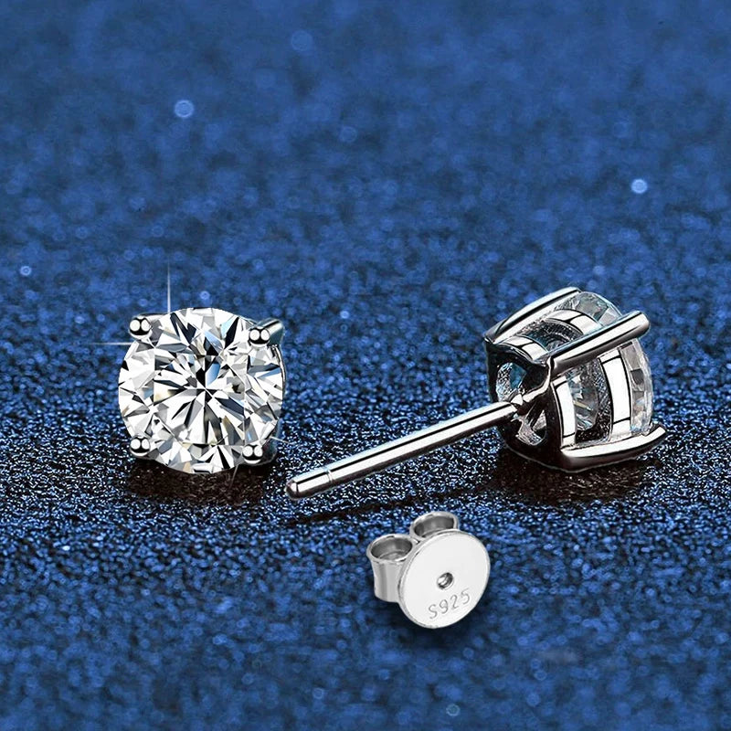 NeeTim 1ct 2ct 3ct 5ct Moissanite Jewelry Sets for Women 925 Silver with White Gold Plated Necklace Chain Stud Earrings Sets