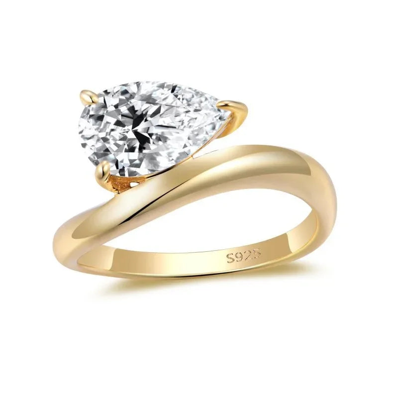 OEVAS 1.5CT 3CT Pear Cut Moissanite Ring For Women 925 Sterling Silver 18K Gold Vermeil Wedding Band With Certificates