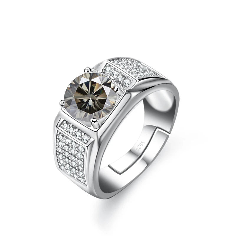 JoyceJelly Gorgeous 925 Sterling Silver Moissanite Ring For Men Boss Male Rings Wedding Engagement Party Luxury Jewelry Size7-11