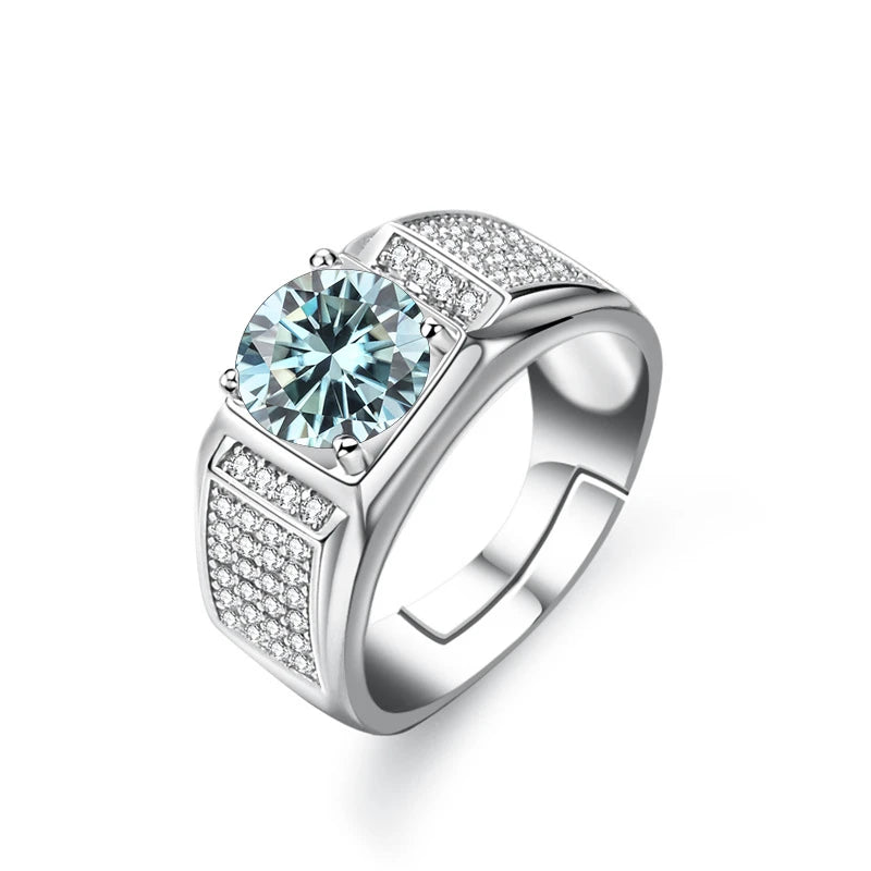 JoyceJelly Gorgeous 925 Sterling Silver Moissanite Ring For Men Boss Male Rings Wedding Engagement Party Luxury Jewelry Size7-11