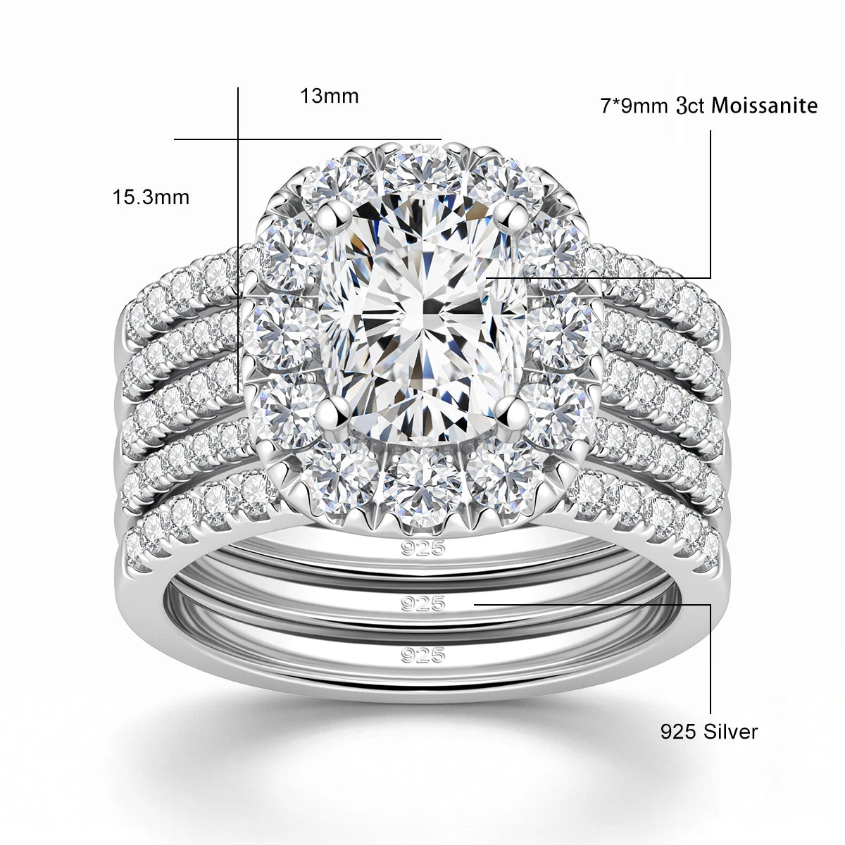 7*9mm 3CT Moissanite Female Rings 925 Sterling Silver Cushion Cut Lab Diamond Rings for Women Wedding Engagement Jewelry