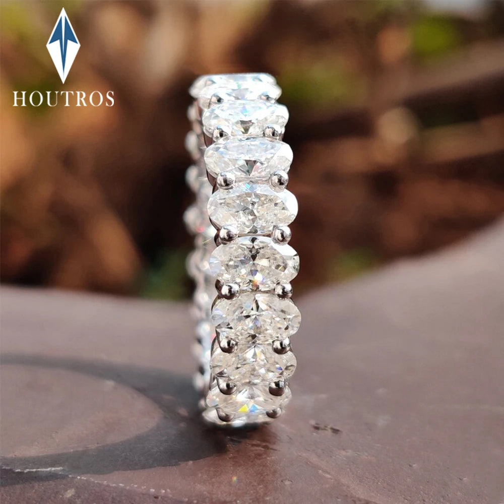 3x5mm Oval Cut Moissanite Eternity Ring for Women 925 Sterling Silver Stackable Band Engagement Wedding Ring Anniversary Jewelry