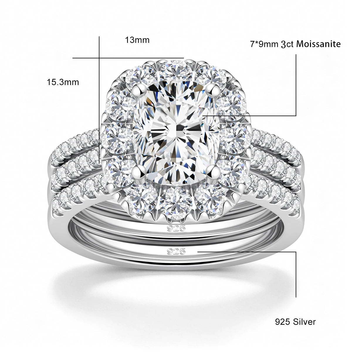 7*9mm 3CT Moissanite Female Rings 925 Sterling Silver Cushion Cut Lab Diamond Rings for Women Wedding Engagement Jewelry
