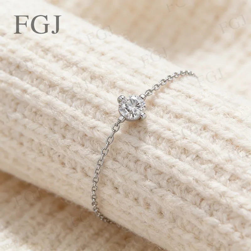 Hip-Hop Moissanite Tennis Bracelet Chain 925 Sterling Silver Round 6.5mm D Color VVS1 For Women Dating Birthday Jewelry Gifts