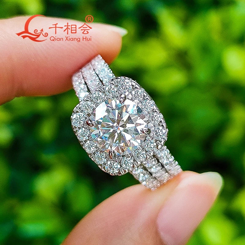 2ct 8mm cushion  Moissanite Ring three rows half Band 925 Silver hip hop Men women Diamonds Male Jewelry
