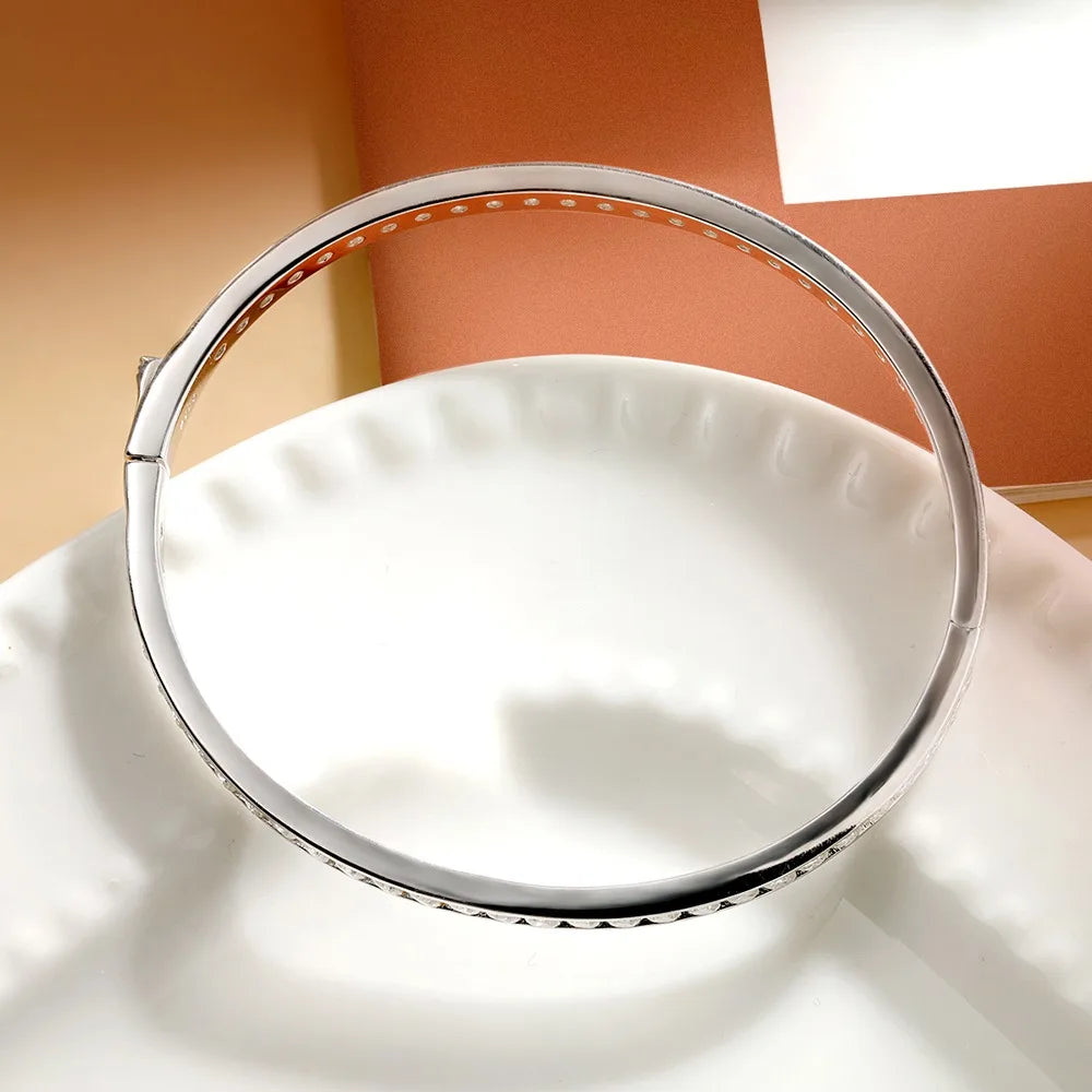 TBCYD Moissanite Bangle S925 Silver Bracelet for Woman Anniversary Fine Jewelry Gift Simple Trendy Feminina Jewelry
