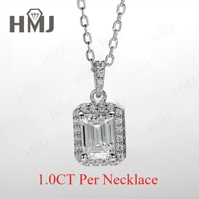 Emerald Cut Earring Necklace Jewelry Sets D Color Moissanite 100% S925 Sterling Silver For Women Fine Wedding Gift GRA Certified