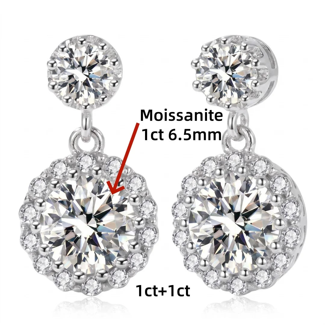 1ct D Color Moissanite Earring for Women Wedding Fine Jewely with GRA 925 Sterling Sliver Plated 18k White Gold Earring Gift