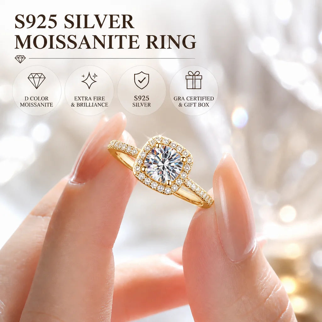 100% Real Moissanite With GRA Ceritificate Jewellry Earrings Necklace Rings S925 Silver Luxury Sparkling Diamond D VVS Gifts