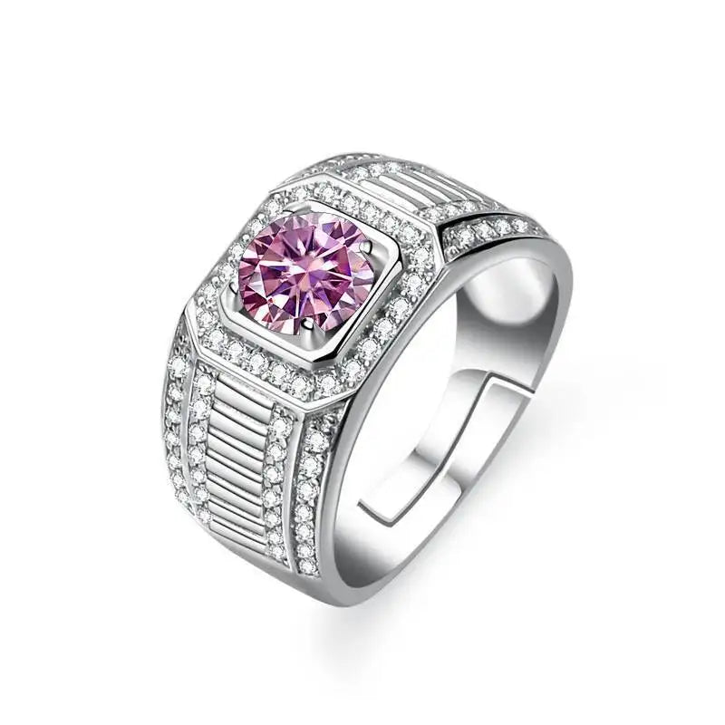 1CT Moissanite Men's Ring 925 Sterling Silver With Bright Fire Color Luxury Couple Wedding Band For Men 2026