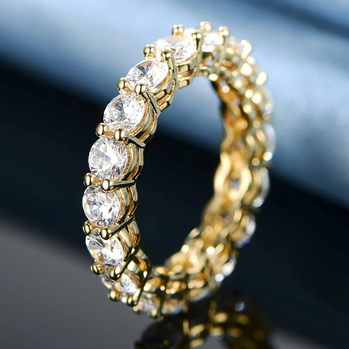 OEVAS 5MM Moissanite Full Eternity Band For Women S925 Sterling Silver Plated 18K Gold Lab Diamond Band Wedding Fine Jewelry