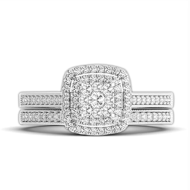 Szjinao 2pcs Moissanite Ring Set For Woman Original 925 Silver Wedding Jewelry Luxury Engagement Ladies Anniversary Gift Trend