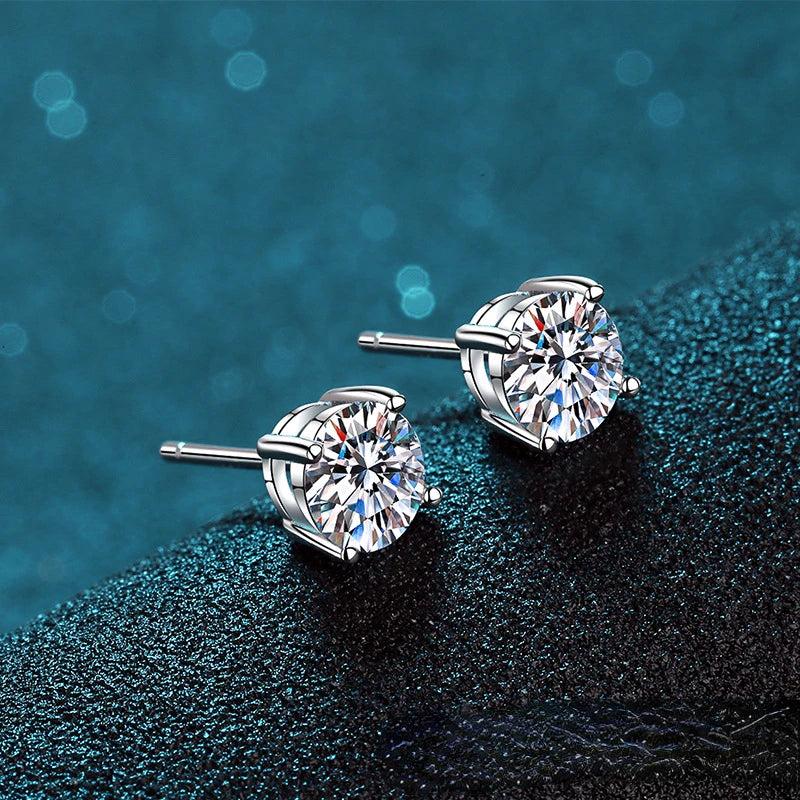 3Carat 8.0mm D Color Moissanite Stud Earrings For Women Top Quality 100% 925 Sterling Silver Sparkling Wedding Jewelry