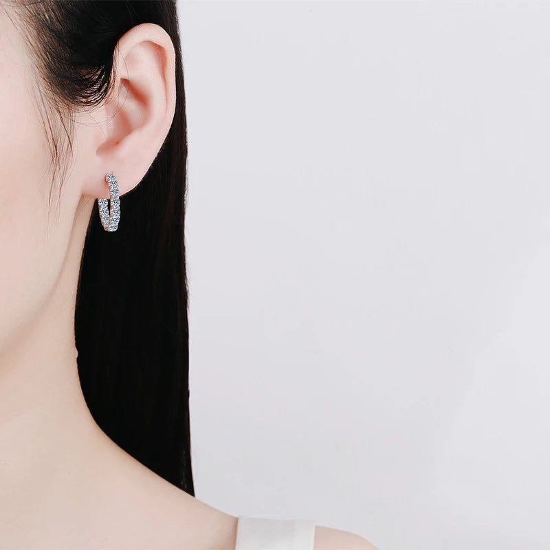 2.6CT D Color Moissanite Hoop Earring 925 Sterling Silver Plated with 18k Gold Earrings for Women Sparkling Party Jewelry