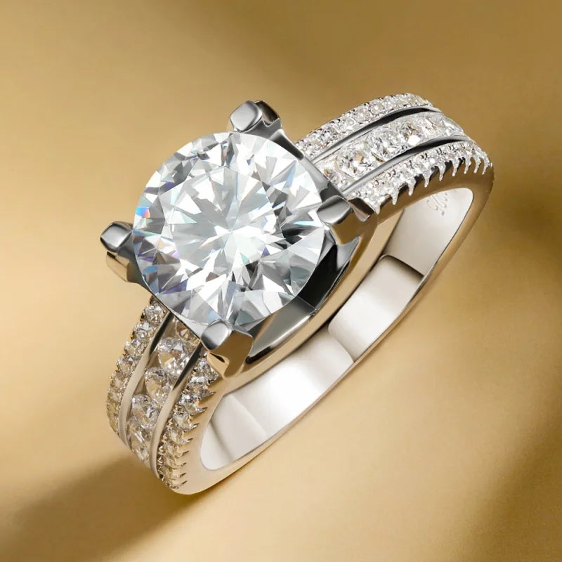 Real 2 Carat 8mm Moissanite Wedding Ring For Women Men 925 Sterling Silver Band D Color VVS Diamond Engagement Fine Jewelry Gift