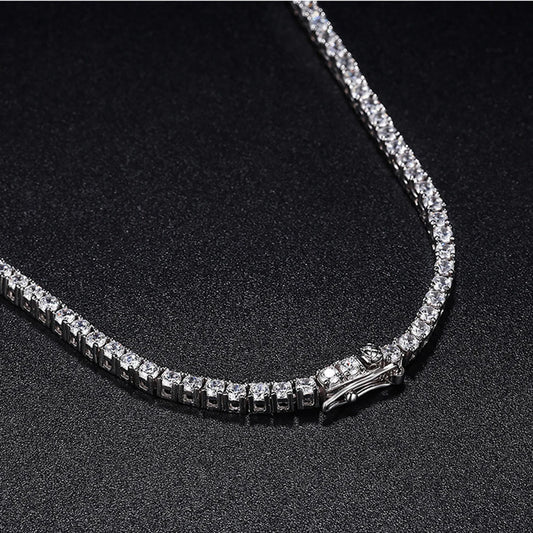 YLMyself 925 Silver Moissanite Tennis Necklace 2.5mm Diamond Chain 15-24 Inch Elegant Fine Jewelry Gift For Women