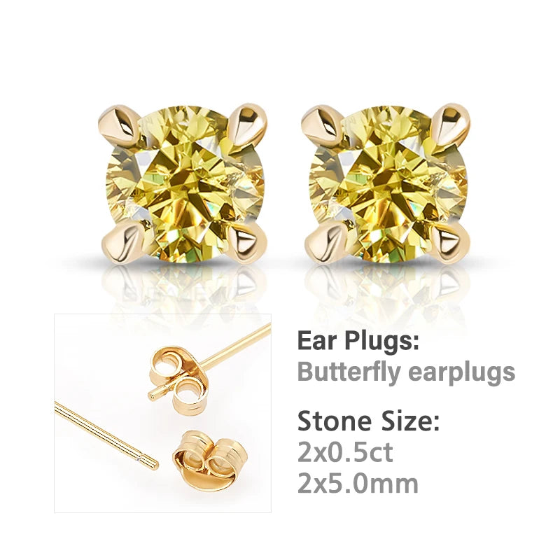 GIGAJEWE 925 Sterling Silver 4-Prong Stud Earrings D Color & Nova Color Moissanite Earrings for Women Fine Jewelry Gift