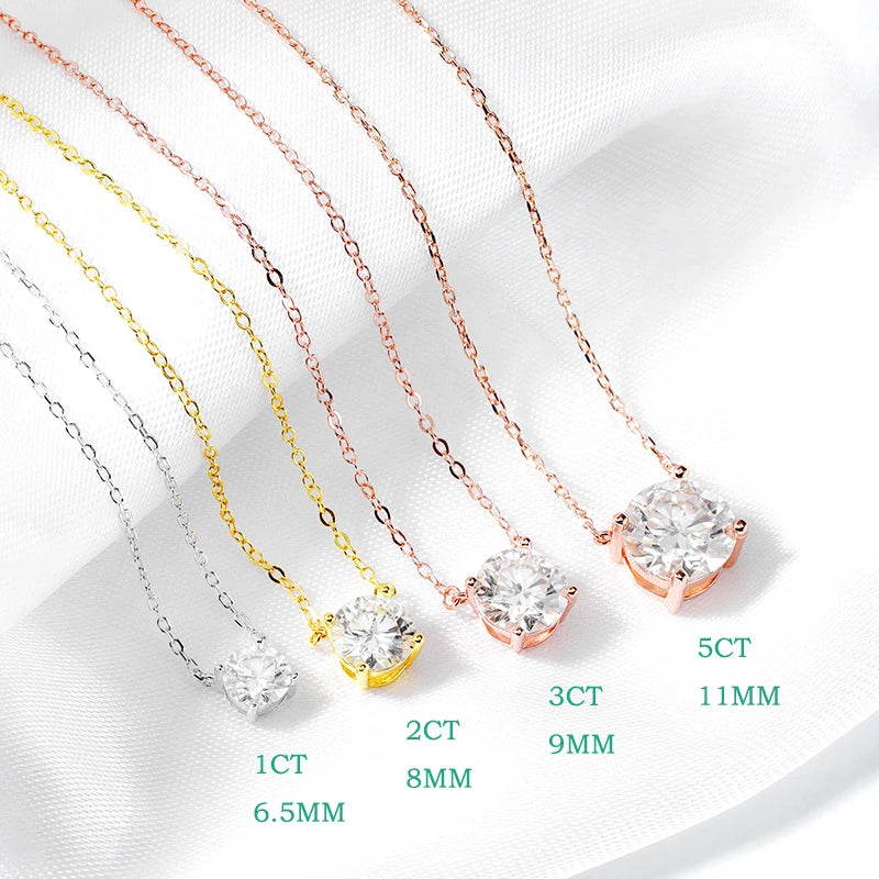 1–5 CT Round Solitaire Moissanite Necklace