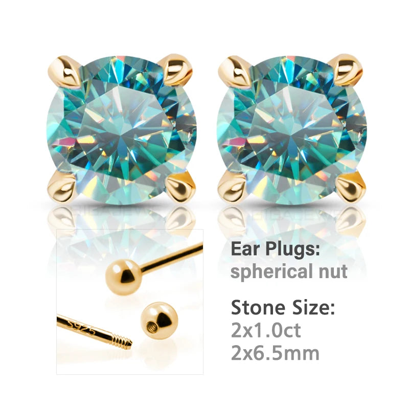 GIGAJEWE 925 Sterling Silver 4-Prong Stud Earrings D Color & Nova Color Moissanite Earrings for Women Fine Jewelry Gift