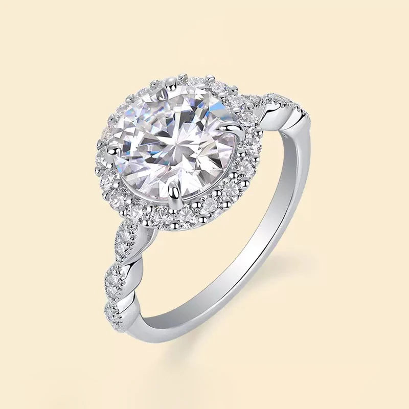 3ct D Color Moissanite Halo Engagement Ring Women 925 Sterling Silver Full Mosan Diamond Wedding Rings Pass Tester Wholesale
