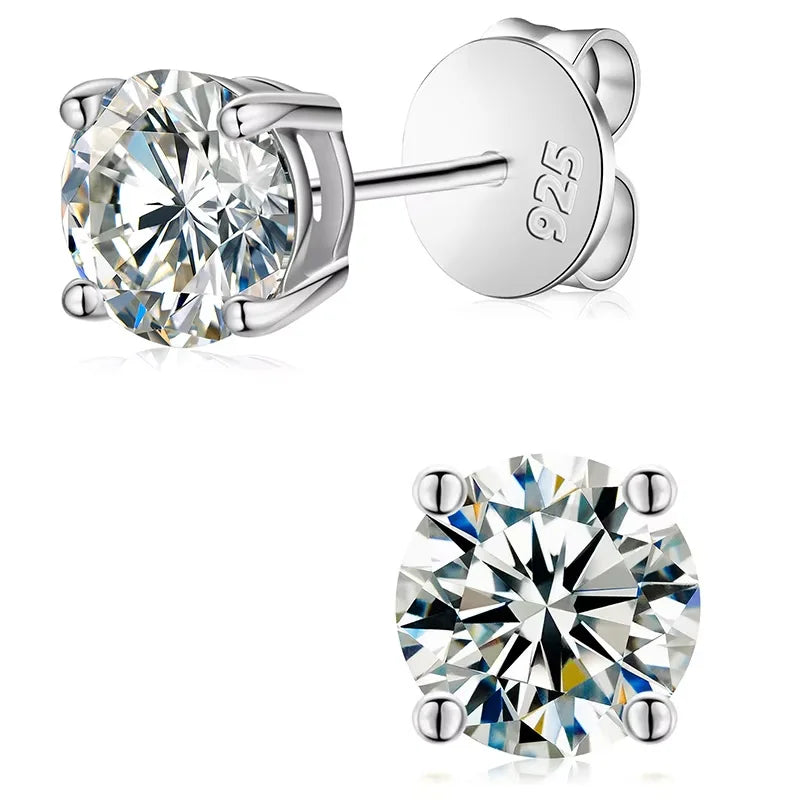 Classic 0.1-4CT Moissanite Studs Earrings for Men Women Test Passed 925 Sterling Silver Gold Plated Fine Jewelry Christmas Gifts