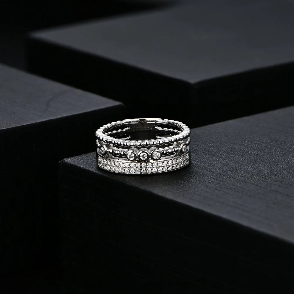 CHARMING Stack Shape Moissanite Ring Lab Diamond for Women Solid White Gold 100%925 Sterling SIlver With Certificed Jewelry Gift
