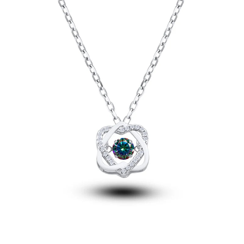 Moissanite Necklace For Women 100% Sterling S925 Silver With White Gold Plated Lab Diamond Jewelry Wedding Pendant with O-chain