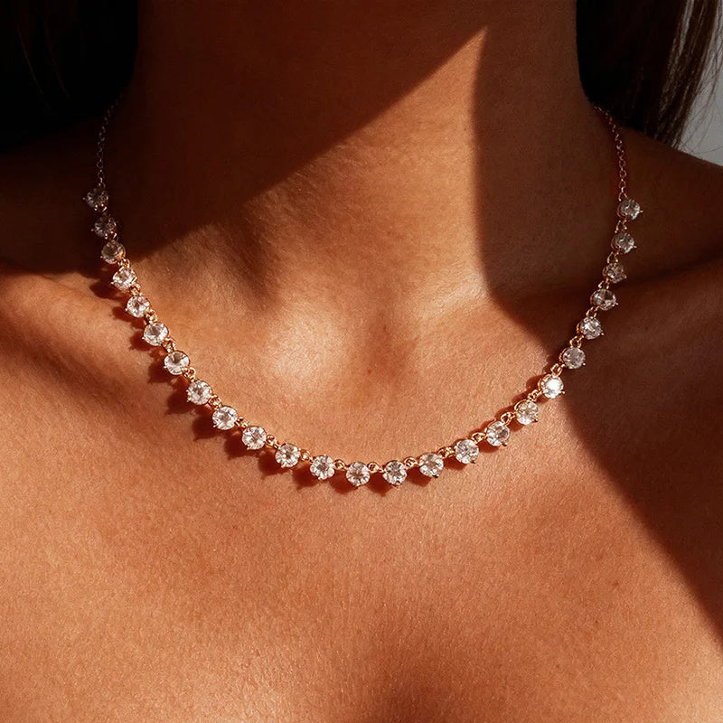 Smyoue 4mm Full Moissanite Choker Necklaces for Women 42cm Adjustable Chain D Color Vvs1 S925 Sterling Silver Tennis Necklace