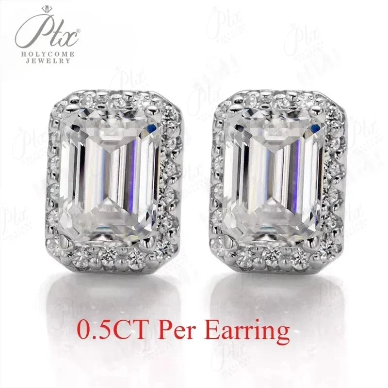 Emerald Cut Earring Necklace Jewelry Sets D Color Moissanite 100% S925 Sterling Silver For Women Fine Wedding Gift GRA Certified