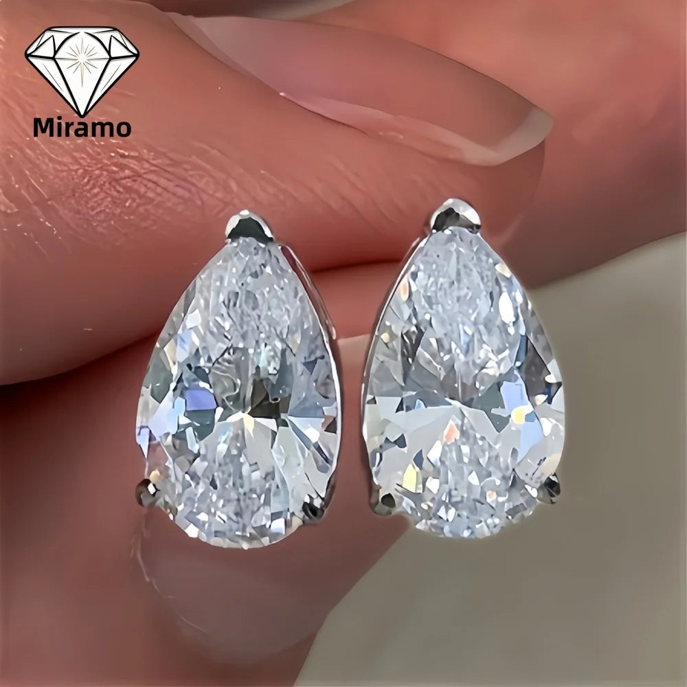 0.5-4Ct Pear Cut/Water Drop Moissanite Earrings Minimalist Stylish Stud Earrings for Women S925 Sterling Silver with Certificate
