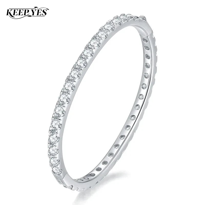KEEP YES 4.0mm All Moissanite Diamonds Anniversary Bangles Bracelet for Women Men S925 Sterling Silver Bracelets Fine Jewelry