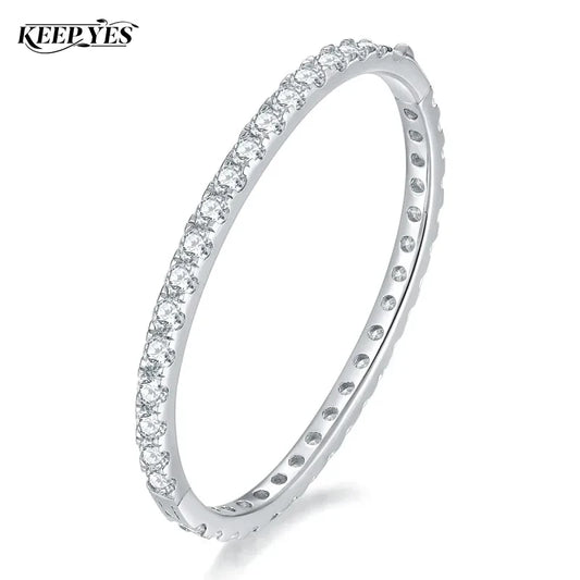 KEEP YES 4.0mm All Moissanite Diamonds Anniversary Bangles Bracelet for Women Men S925 Sterling Silver Bracelets Fine Jewelry