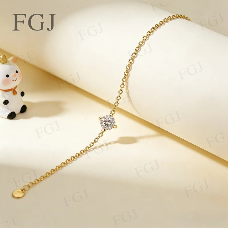 Hip-Hop Moissanite Tennis Bracelet Chain 925 Sterling Silver Round 6.5mm D Color VVS1 For Women Dating Birthday Jewelry Gifts