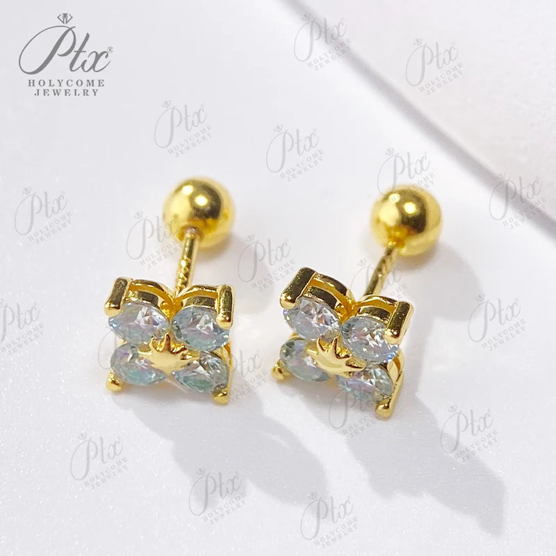 Moissanite Stud Earrings 925 Sterling Silver Screw-Back Piercing Ear Jewelry for Women Men Gifts