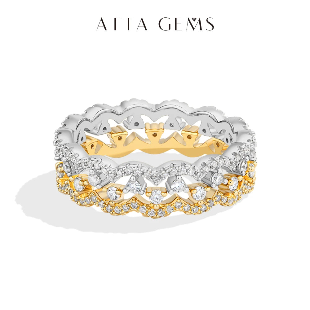 ATTAGEMS 2026 New Moissanite Lace Ring Light Luxury Silver 925 Stackable Rings for Women High Quality Wedding Party Jewelry Gift