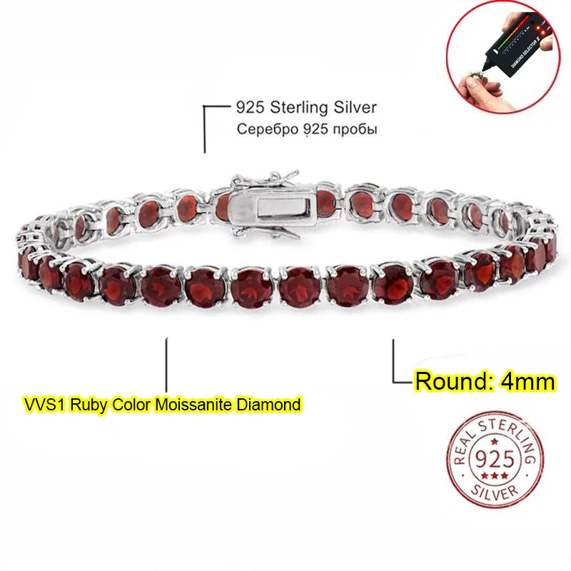 Real Moissanite Tennis Bracelet for Women Men 3.0mm Lab Diamond Bangle with Certificates 925 Sterling Silver Fine Jewelry