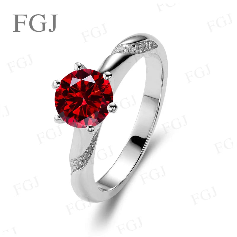 Moissanite Women Rings Straight-Shank 6 Prongs Psychic Style Ring S925 Women's Engagement Band Wedding Fashion Jewelry Gifts