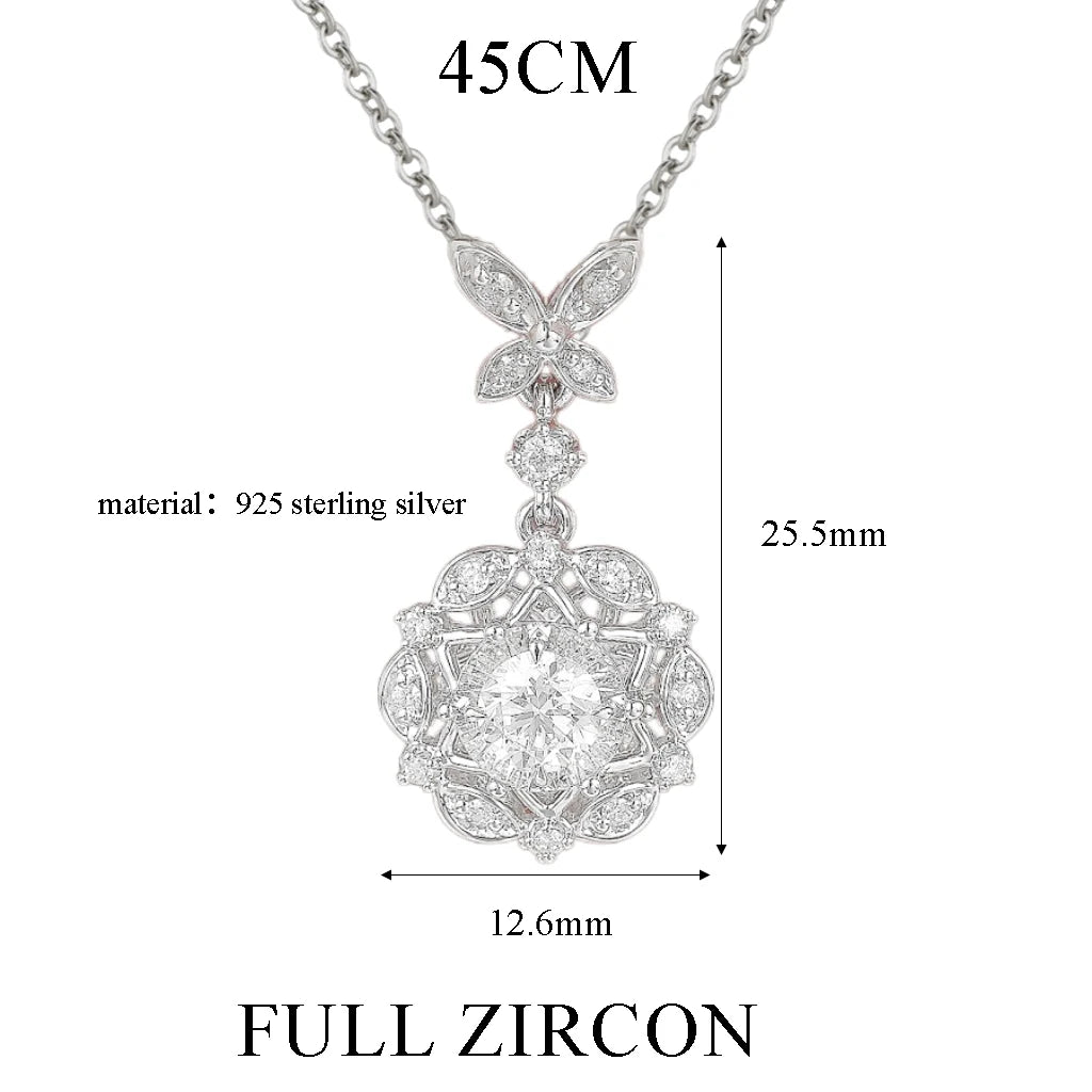 TBCYD 1CT Moissanite Pendant Necklace Silver 925 Women's Butterfly Flower Necklace High Quality Sparkling Mother's Jewelry Gifts