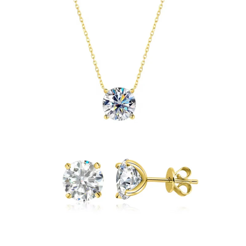 Smyoue Certified 1-5CT Real Moissanite Jewelry Sets for Women Men Lab Diamond D Vvs1 Dainty Brilliant s925 Sterling Silver Set