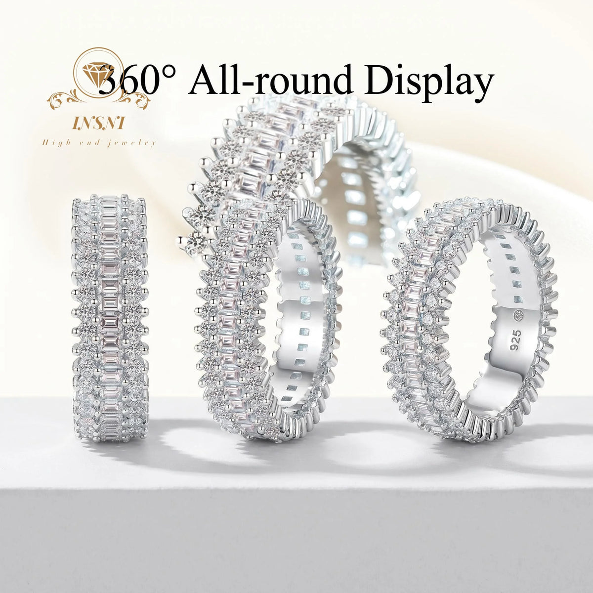 S925 Sterling Silver Full Moissanite Ring Affordable Light Luxury Jewelry Gift Non-Allergy Thick Electroplating Daily Wear