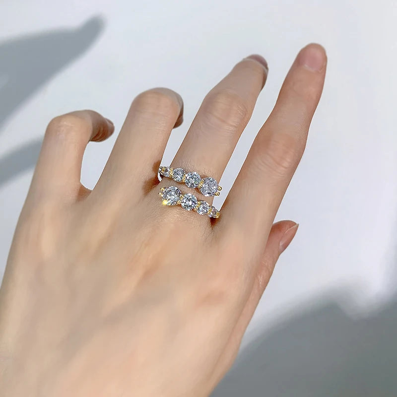3.26cttw All Moissanite Rings for Woman Sparkling Diamond Wedding Band Anniversary Engagement Ring 925 Sterling Silver Jewelry