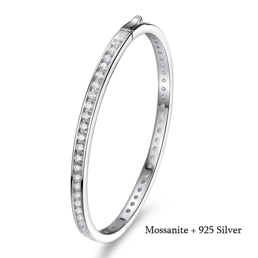 TBCYD Moissanite Bangle S925 Silver Bracelet for Woman Anniversary Fine Jewelry Gift Simple Trendy Feminina Jewelry