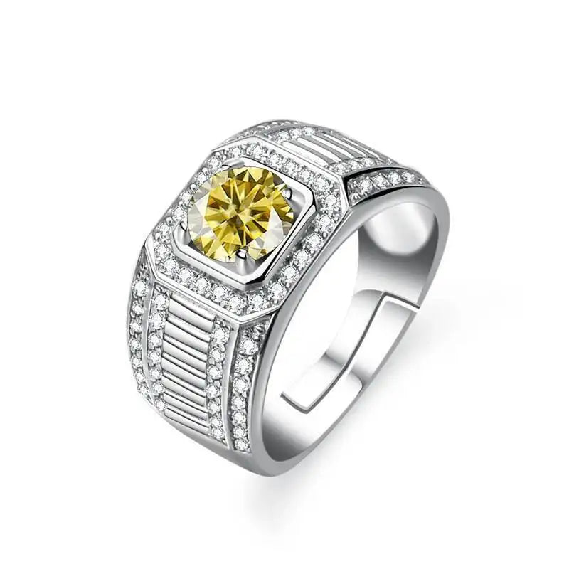 1CT Moissanite Men's Ring 925 Sterling Silver With Bright Fire Color Luxury Couple Wedding Band For Men 2026