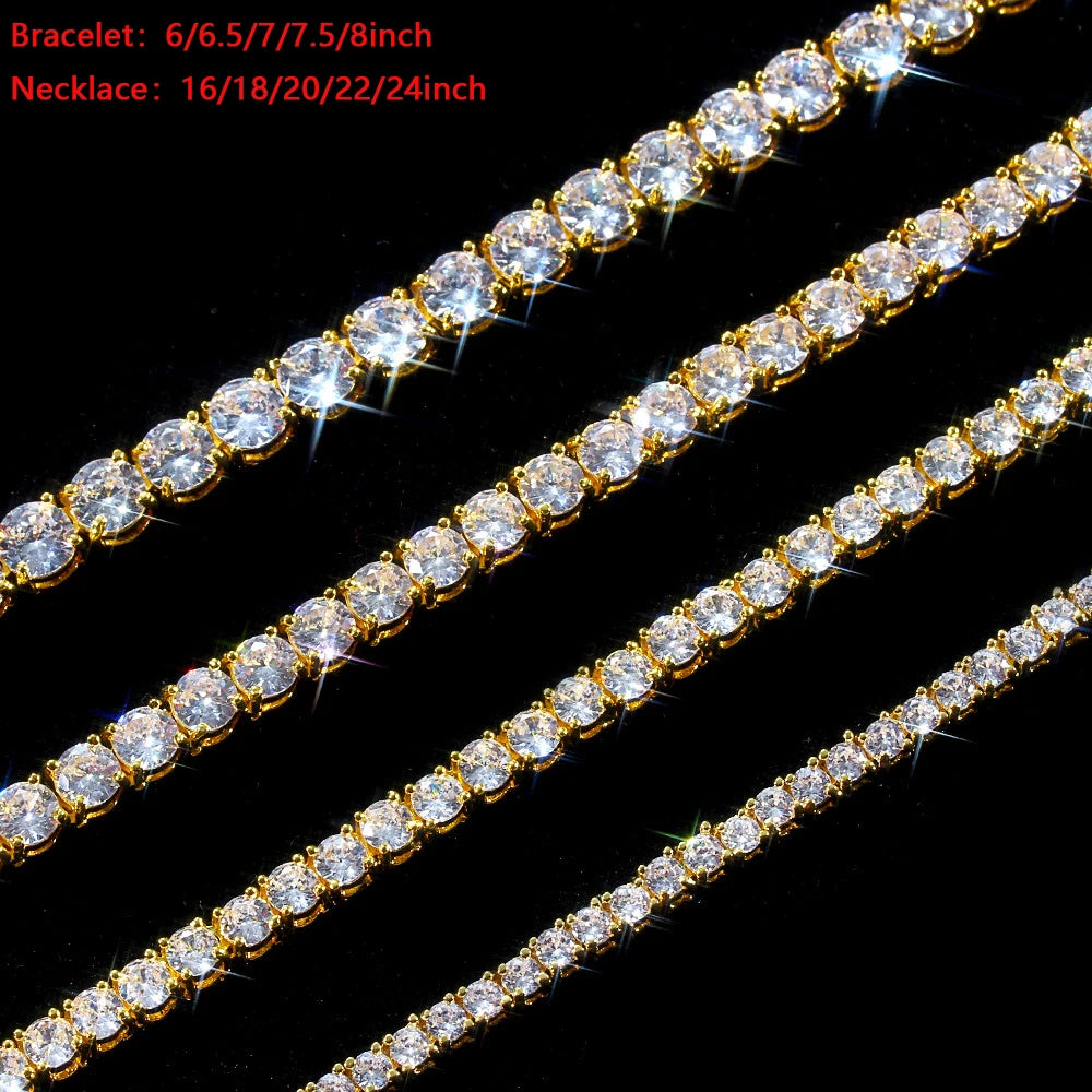 925 VVS Moissanite Tennis Chain Fine Jewelry 2/3/4/5MM Width Iced Out Bling Moissanite Bracelet Sterling Silver for Women Men