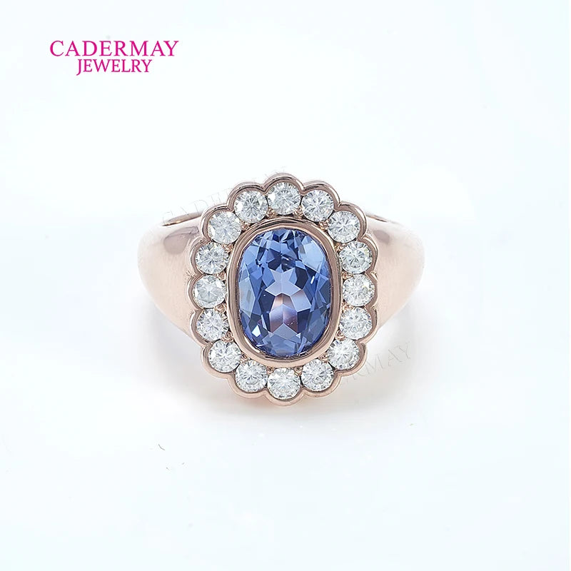 Chic Dainty Pinky Ring 925 Silver 6x8mm Oval Shape Light Blue Lab Grown Sapphire Moissanite Halo Ring Women Men