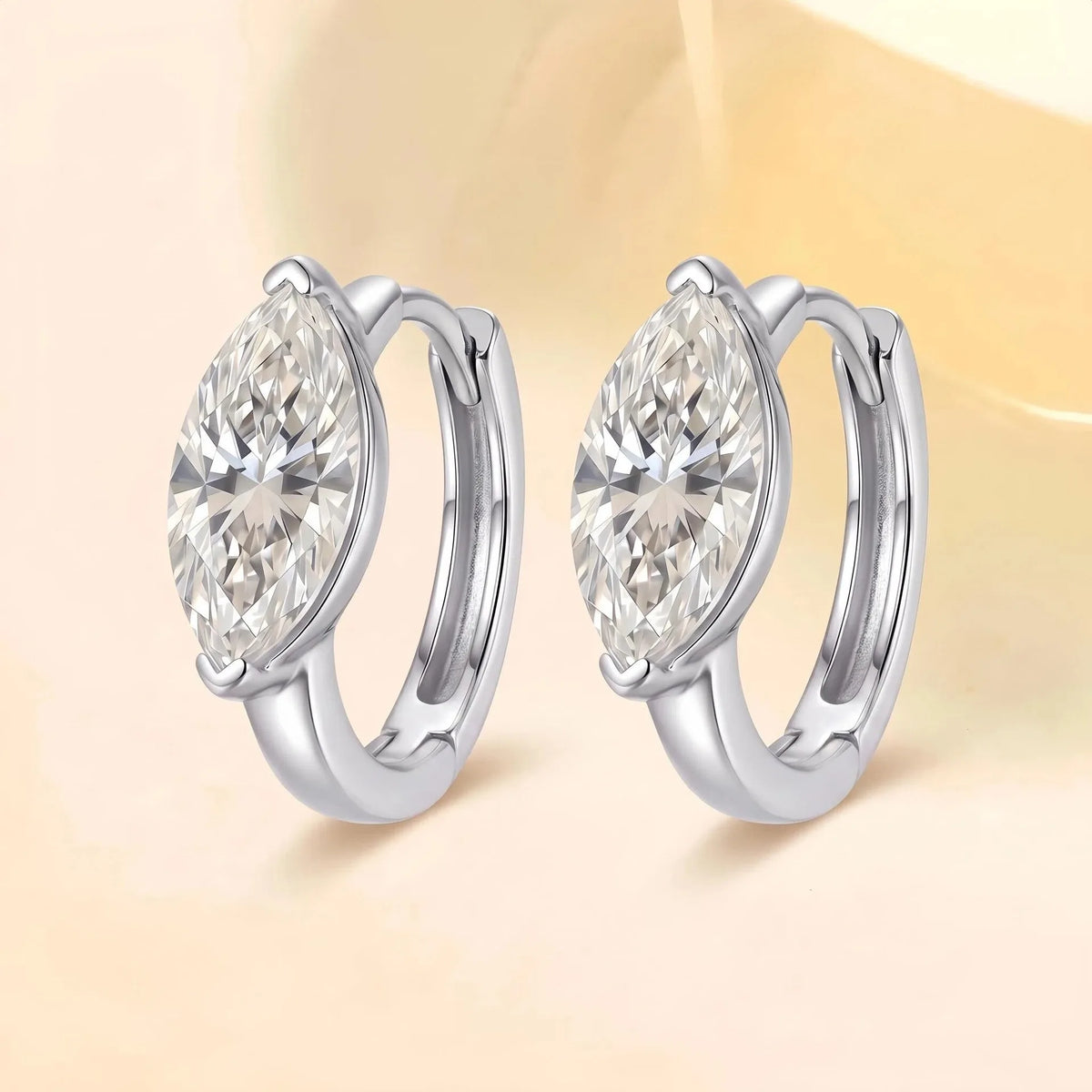 D Color Marquise Cut Moissanite Hoop Earrings 925 Sterling Silver Ear Buckle Earrings for Women Wedding Party Fine Jewelry Gift