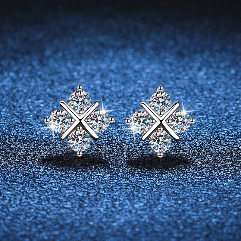 Tezzc Moissanite Jewelry Sets For Women S925 Sterling Silver with Certificates Diamond Pendant Necklace Earring Wedding Jewelry